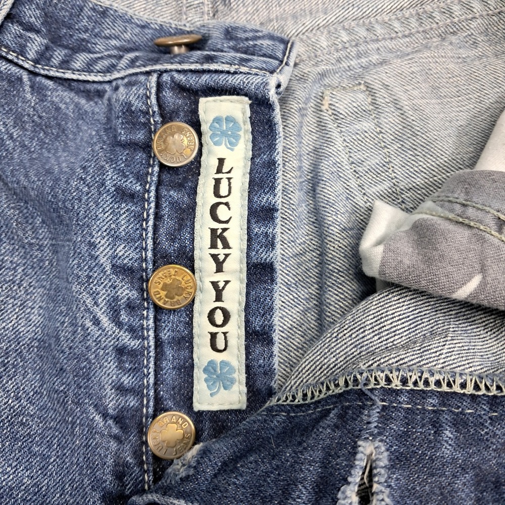 Lucky Brand Vintage Women 12 31 Wide Leg Jeans Blue High Rise Button Fly 80403D5 - Picture 3 of 12